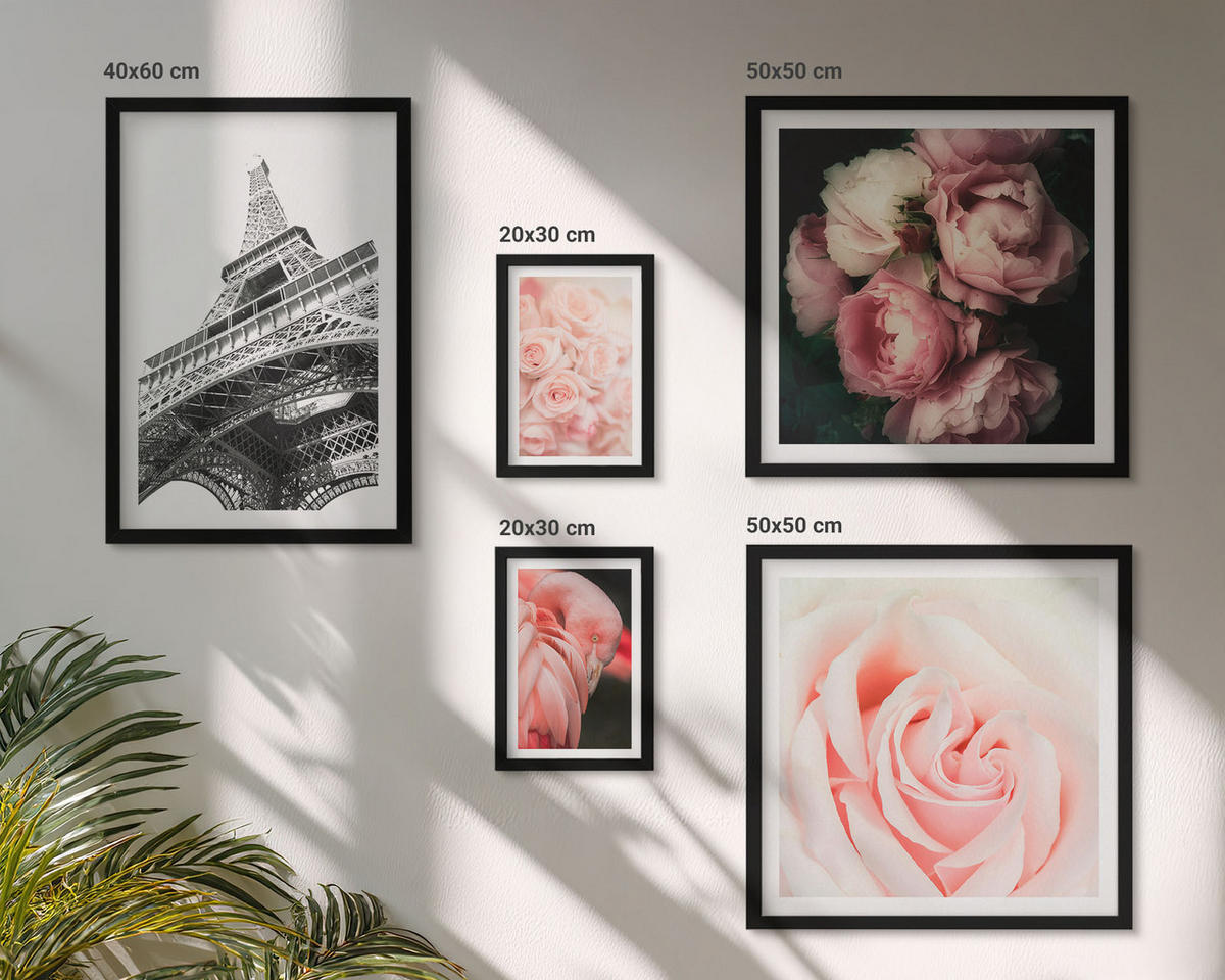 WANDBILDER 5er-Set - 50x50 cm & 20x30 cm & 40x60 cm Schwarzer Rahmen - Berge, Wasser, wunderschöne Landschaften - Schwarz, Kunststoff (40/60cm) - ArtPrintCave