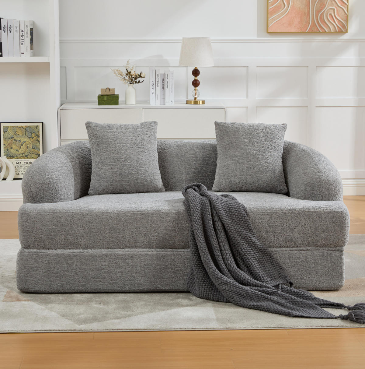 SCHLAFSOFA 157/84/65 cm aus Chenille mit Klappfunktion Hellgrau - Hellgrau, Textil (84/65/157cm) - Modenvie