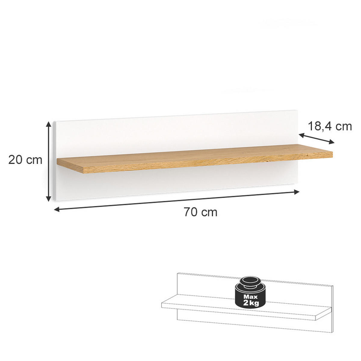 POLICE NA DĚTSKÝ POKOJ Malia Bílá - bílá, kompozitní dřevo (70/20/18.4cm) - VitaliSpa