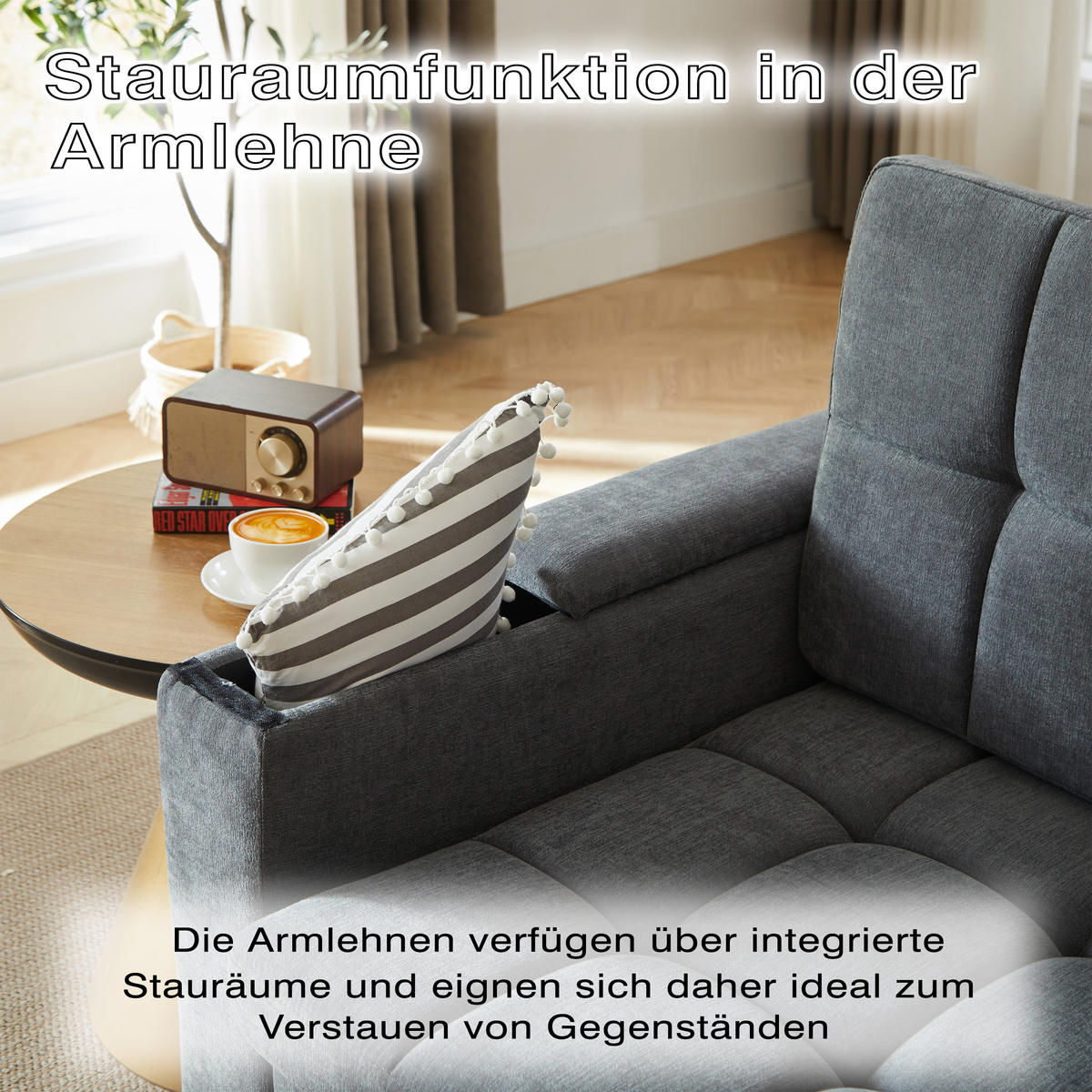 SCHLAFSOFA 157/51/70 cm in Leinenoptik Braun, ohne Armlehnen - Braun/Grau, Textil (81.3/86.4/148.6cm) - Oxeza