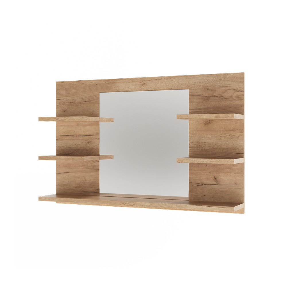 BADRUMSSPEGELSK&Aring;P Wilbur Goldkraft ek 78x50 cm med hyllor Ekf&auml;rgad 50/78/13.6 cm