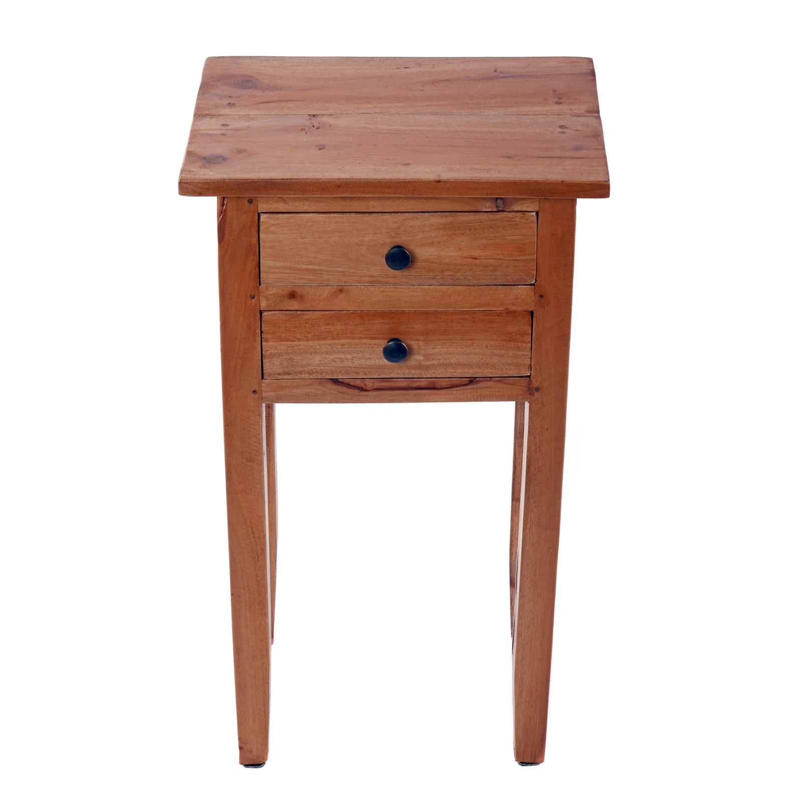 TELEFONTISCH Rika 70 cm, Teak Massivholz, mit zwei Schubladen braun - Braun, Holz (29/39/70cm) - CREEDWOOD
