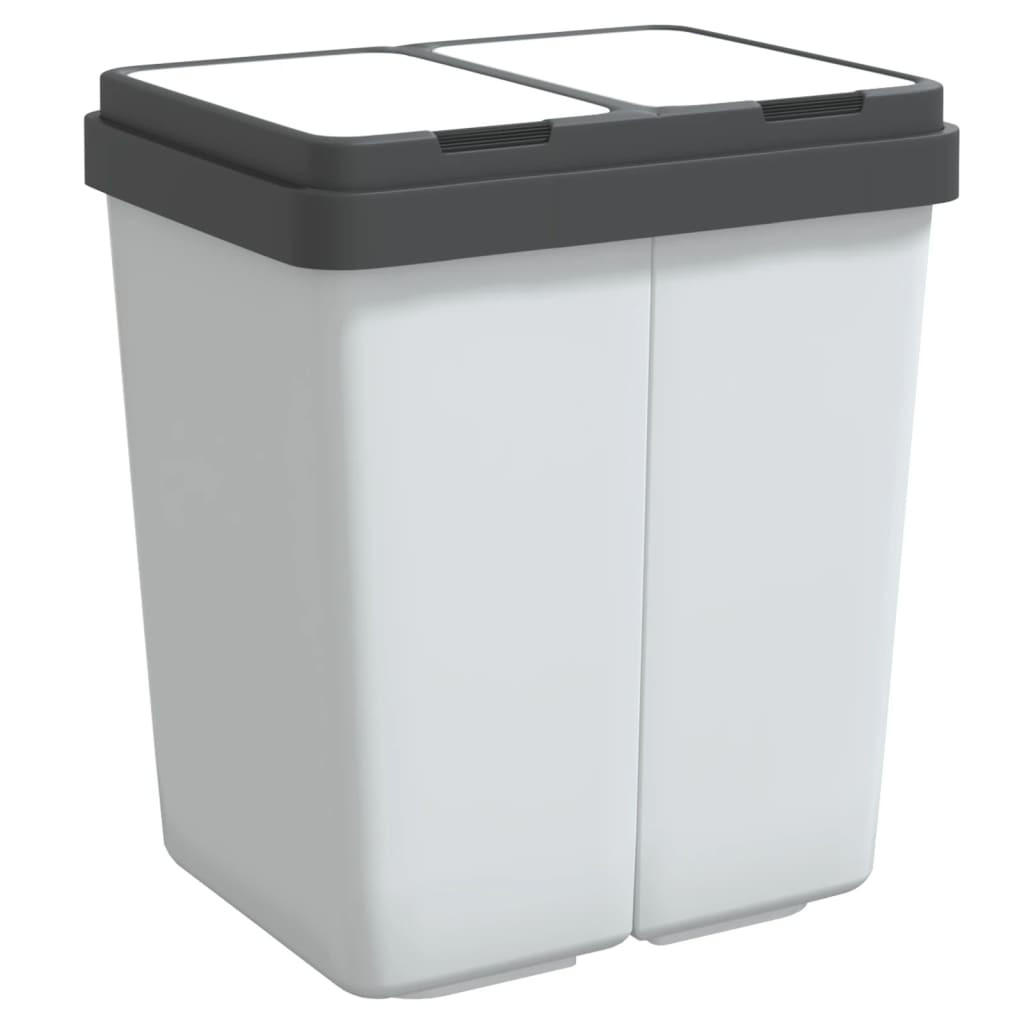 MÜLLEIMER 2 Fächer Küche 2x25L Weiß - Weiß, Kunststoff (43.5/48.5/32.5cm) - DELUKE