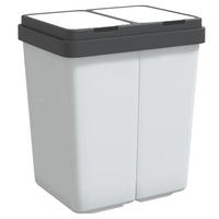 MÜLLEIMER 2 Fächer Küche 2x25L Weiß - Weiß, Kunststoff (43.5/48.5/32.5cm) - DELUKE