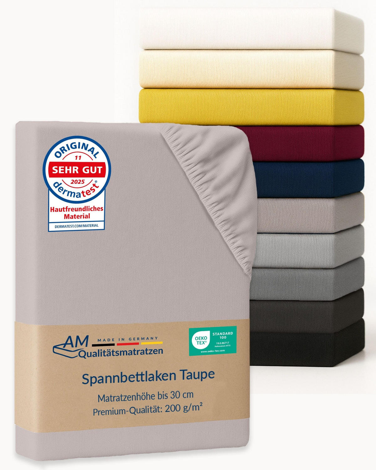 SPANNBETTLAKEN 180/220/25 cm Taupe - Taupe, Textil (180/220cm) - AM Qualitätsmatratzen