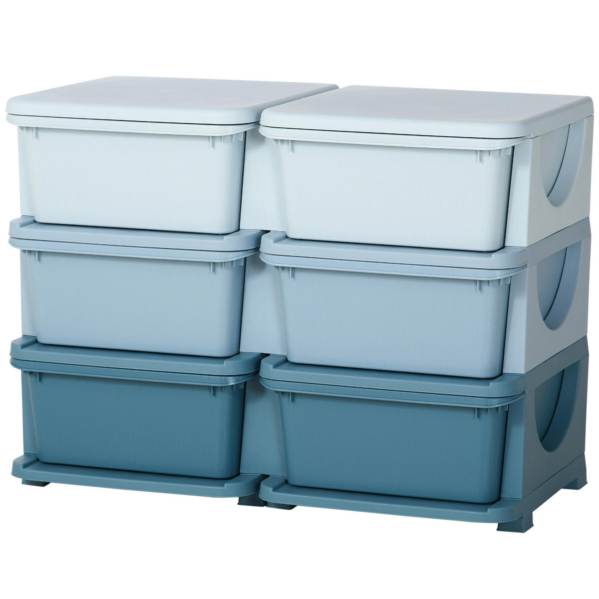 SPIELZEUGKISTE DE-09537 3 Schubladen mit Sitzfläche Blau - Blau, Kunststoff (37/75cm) - ComfortXL