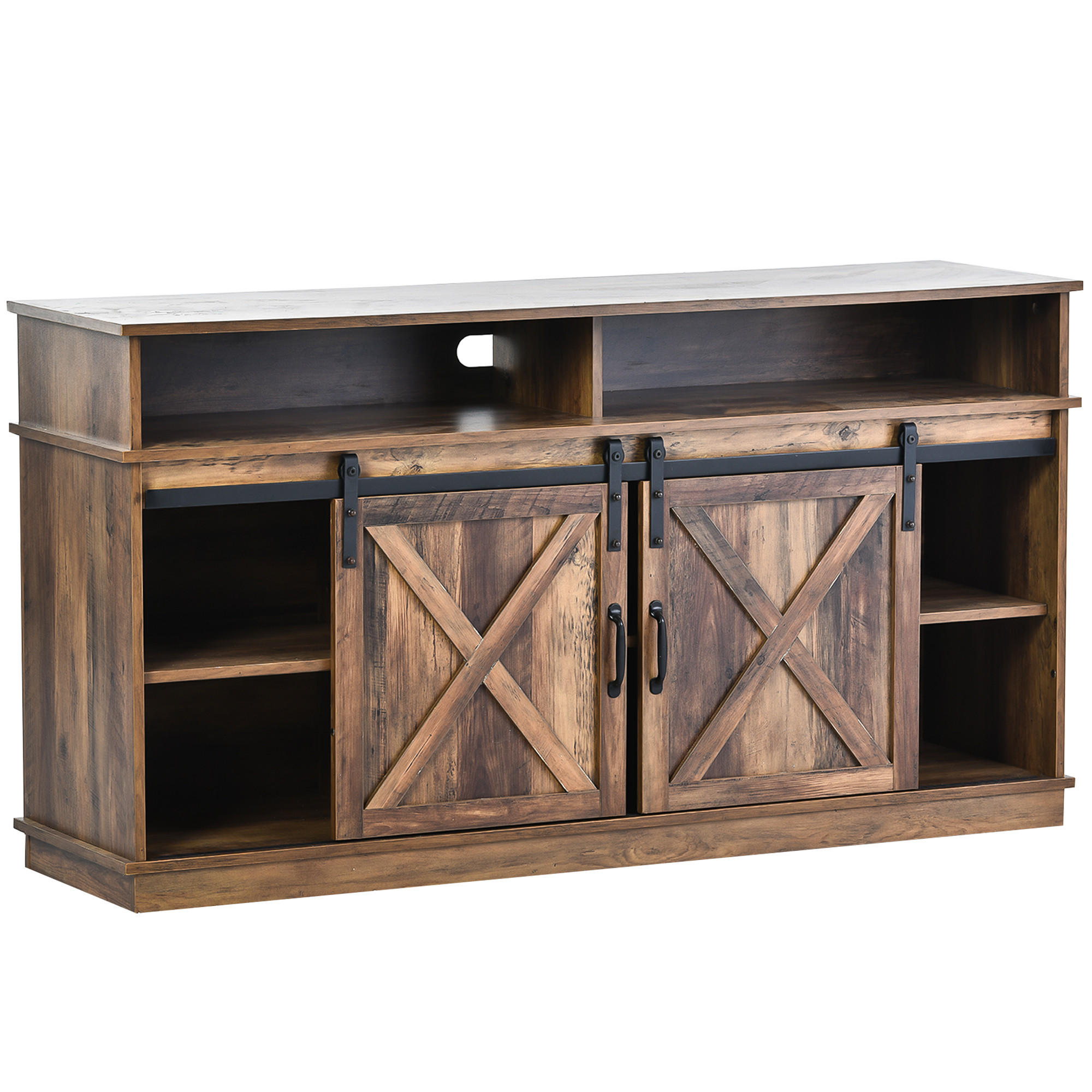 SIDEBOARD DE-40368 2 Schiebetüren mit verstellbaren Regalen Rustic Brown - Braun, Holzwerkstoff (148/78/40cm) - ComfortXL