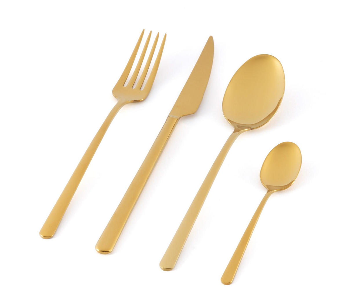 BESTECKSET Linear - Gold - 16-teilig / 4 Personen - Goldfarben, Metall - Jay Hill