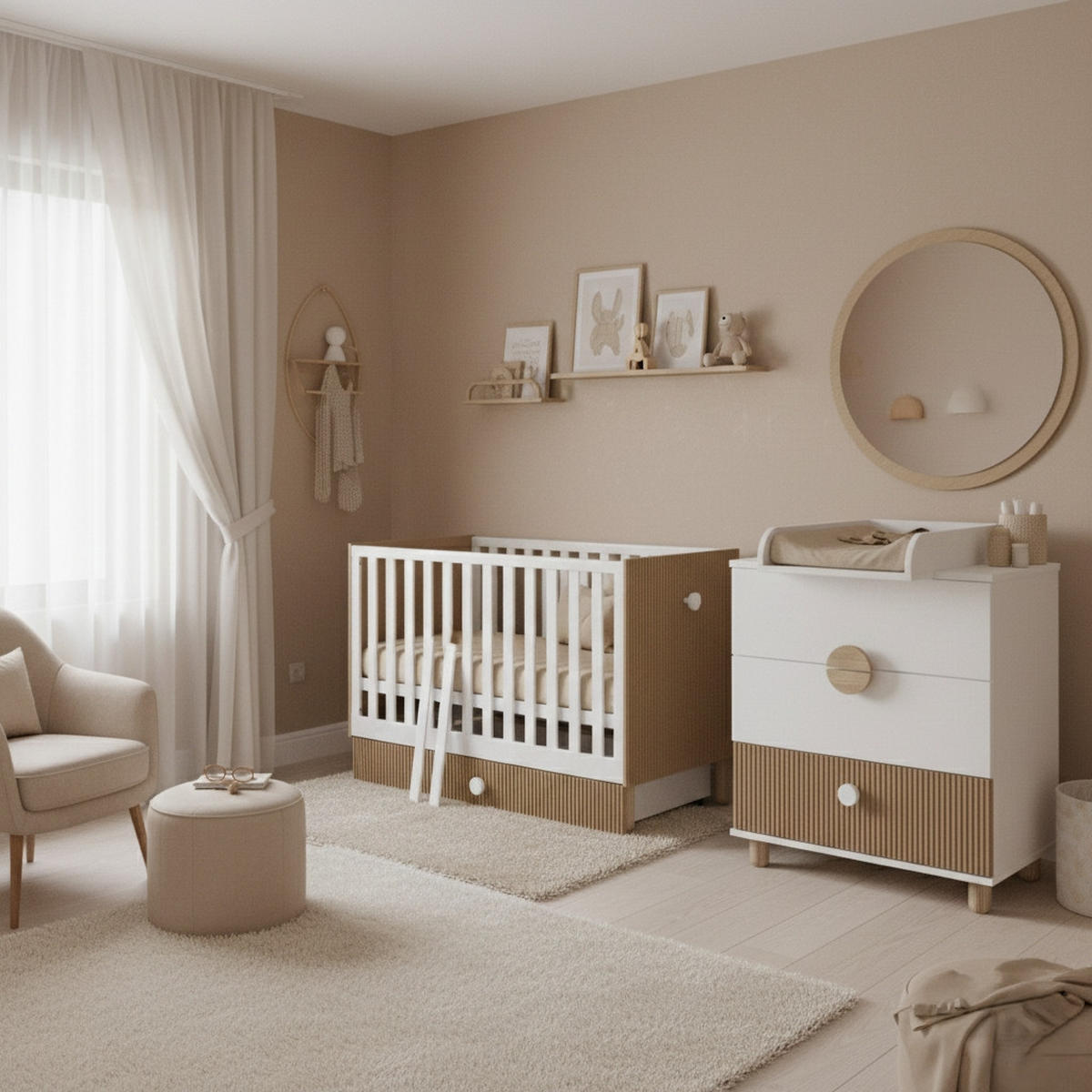 GITTERBETT Bebella - Weiß, Naturmaterialien (60/120cm) - kiki design