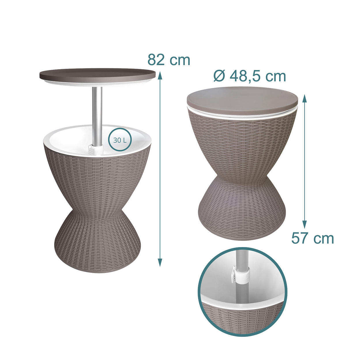 HLADNI bar - siva, metal/plastika (48.5/48.5/82cm) - Relaxdays