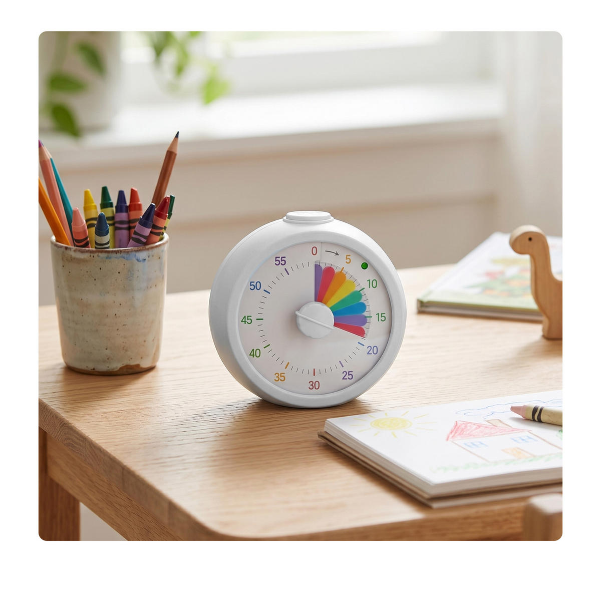 TIMER vit regnbågsmönster 60 min - Vit, Plast (9/9.5/4.5cm) - Relaxdays