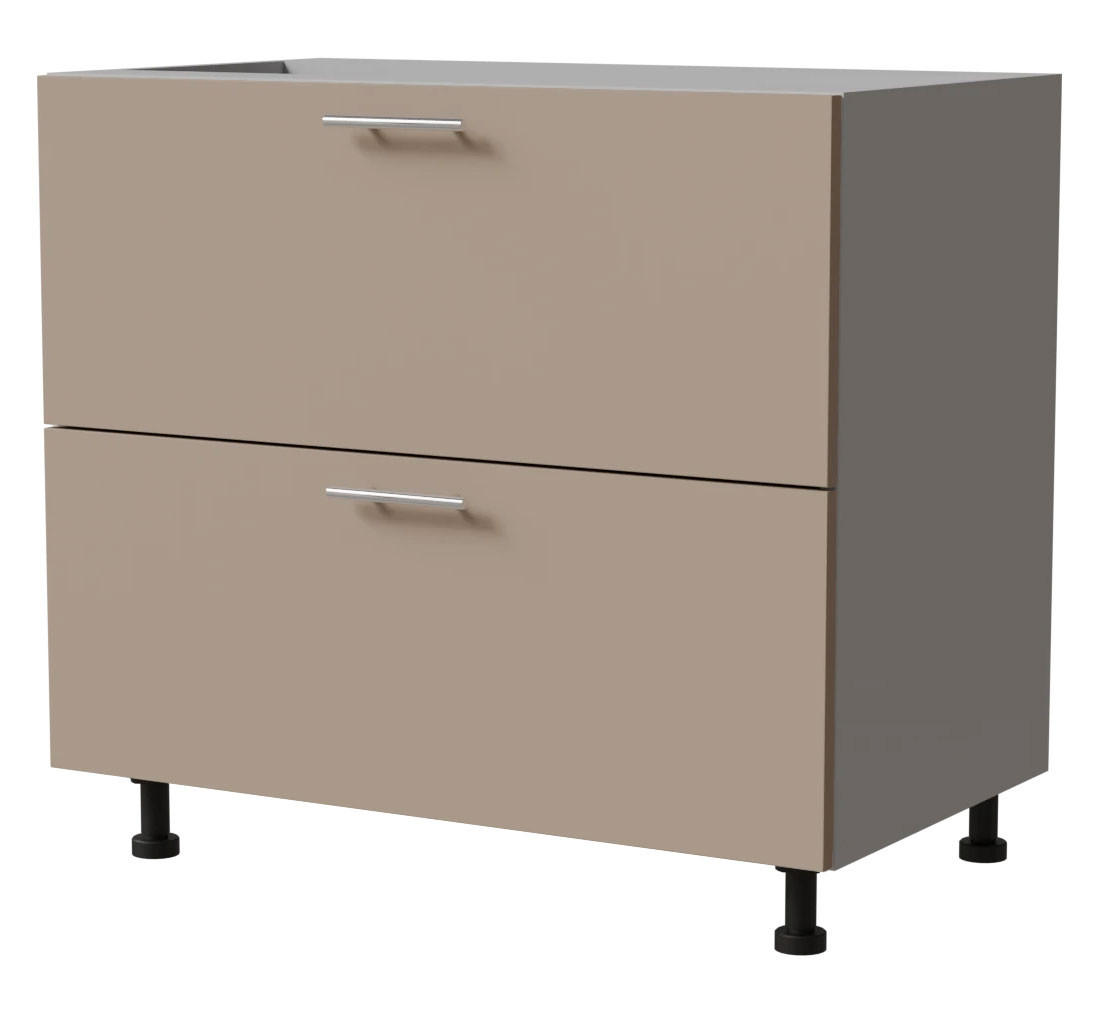 SCHUBLADENUNTERSCHRANK Brerra D2R/90 Korpus grau / Front RAL 1019 graubeige Matt 90 / 50 / 82cm - Graubraun/Grau, Holz/Holzwerkstoff (90/82/50cm) - Feldmann-Wohnen