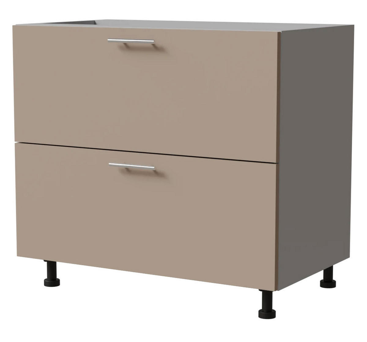SCHUBLADENUNTERSCHRANK Brerra D2A/90/1A Korpus grau / Front RAL 1019 graubeige Matt 90 / 50 / 82 cm - Graubraun/Grau, Holz/Holzwerkstoff (90/82/50cm) - Feldmann-Wohnen