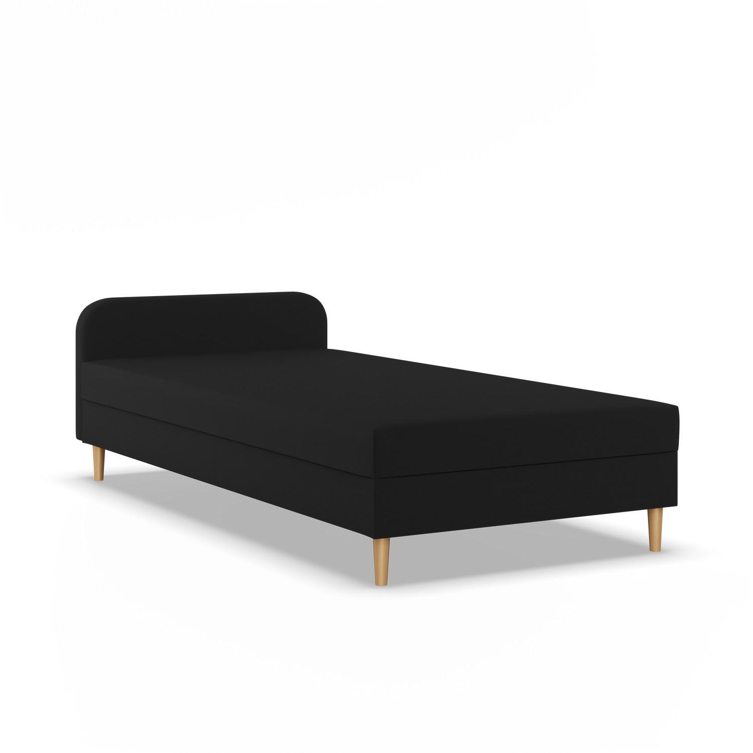 BOXBETT MIT KOPFTEIL 80x200 CASPE, Schwarz - Schwarz, Textil (80/200cm) - Mebligo