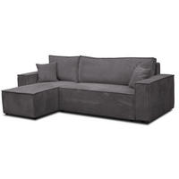 ECKSOFA Hugo L in L-Form mit Schlaffunktion und Bettkasten, Farbe: Dunkelgrau, Cordstoff, Ottomane Unsiversal - Dunkelgrau, Textil (244/145cm) - VENASI MÖBEL