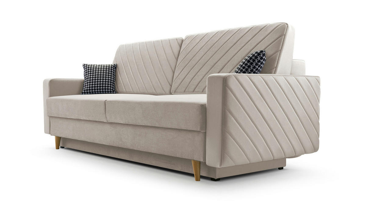 SCHLAFSOFA - California - Paros - 02 Beige - Beige, Holz (230/96/97cm) - Möblo