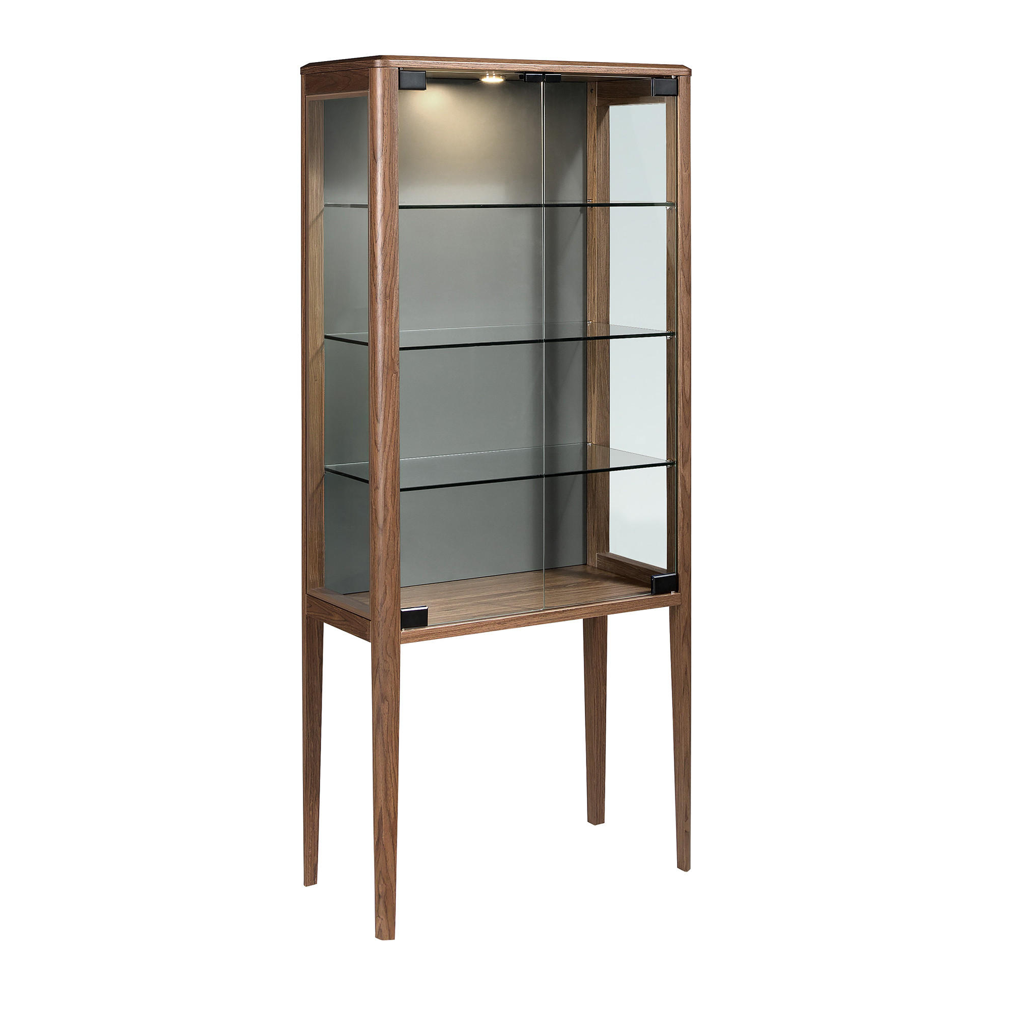 HIGHBOARD aus gehärtetem Glas und Nussbaum mit Innenbeleuchtung 80/40/180 cm - Dunkelgrün/Transparent, Glas/Holzwerkstoff (80/180/40cm) - ANGEL CERDA