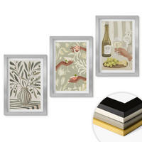 WANDBILDER 3er Set - 20x30 cm Silberner Rahmen - Rustikale Cocktails mit Olivenblüten - Silberfarben, Kunststoff (20/30cm) - ArtPrintCave