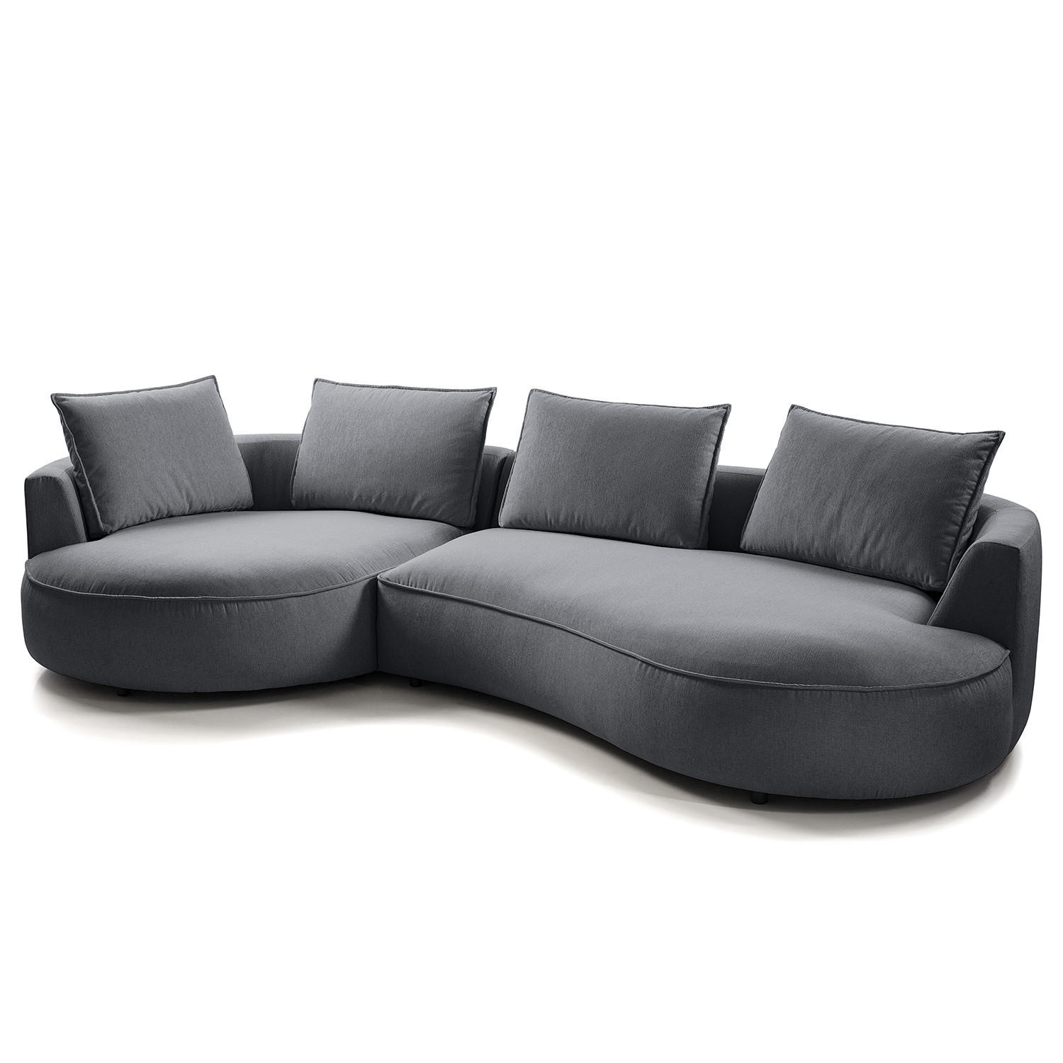 BIGSOFA - Grau, Kunststoff/Textil (322/82/154cm) - home24