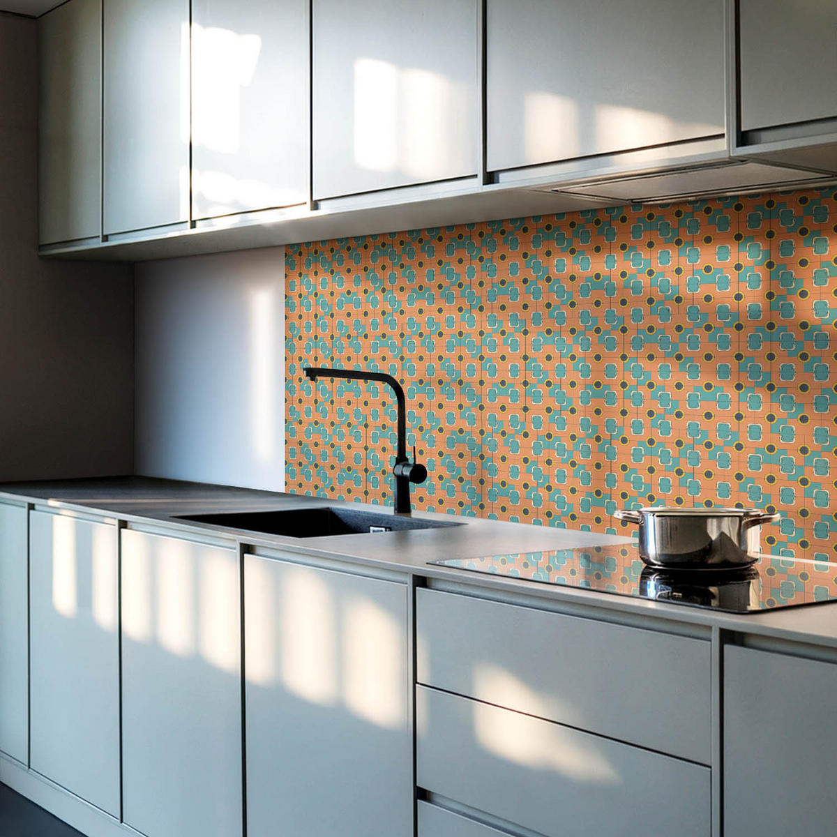 WANDPANEEL 20 Stück 20x20 cm selbstklebend Retrovia - Dunkelorange, Kunststoff (20/1.6/20cm) - Wallfluent