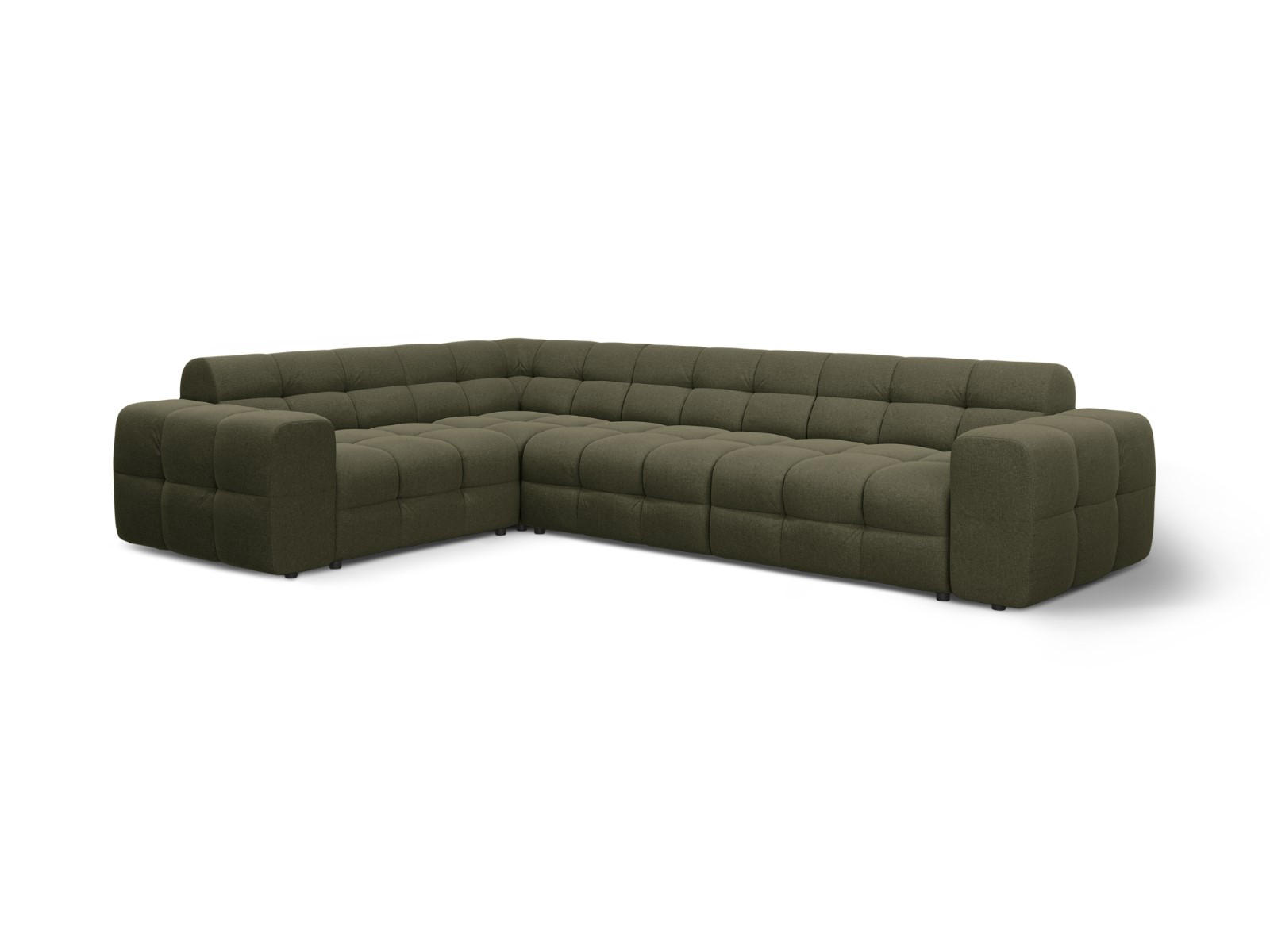 ECKSOFA links Kendal aus strukturiertem Stoff amazonasgrün 6 Sitzplätze - Waldgrün, Textil (231/332cm) - Micadoni