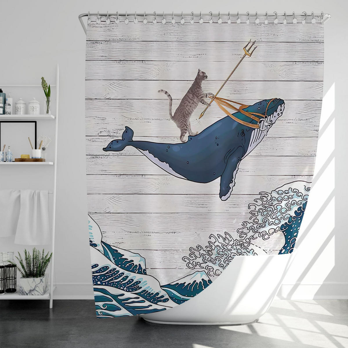 DUSCHVORHANG Katze humorvoll Muster Vintage Stoff orientalisch - Multicolor, Textil (180/180cm) - MCBOSON