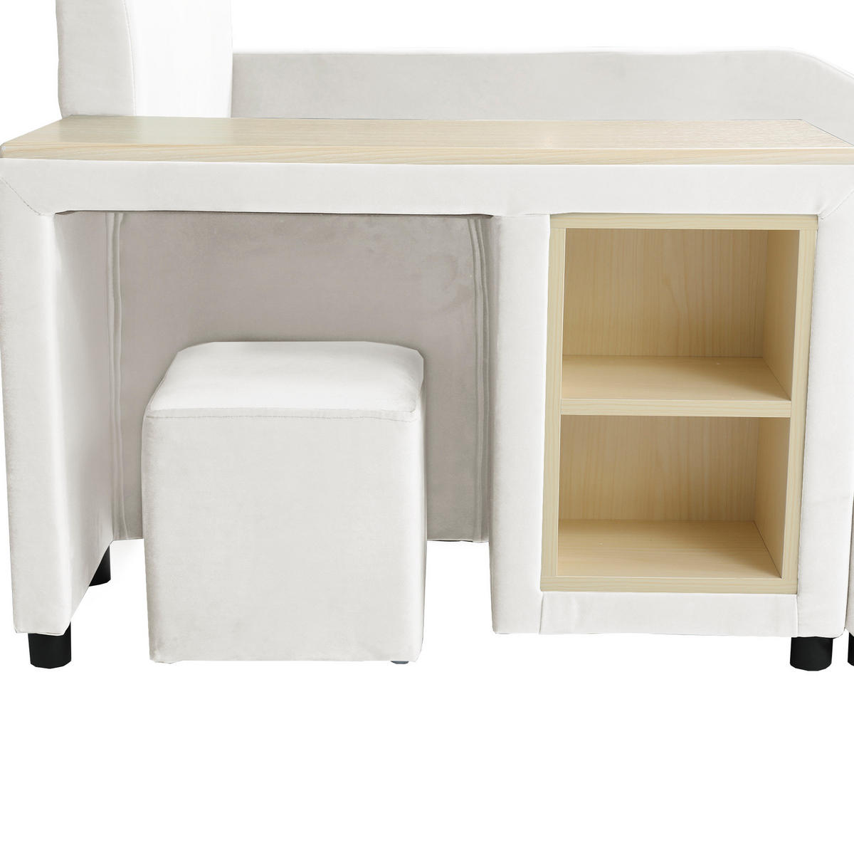 POLSTERBETT 90/200 cm Weiß aus Samt mit Schreibtisch und Hocker - Weiß, Textil (90/200cm) - OKMYHOME