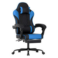 GAMINGSTUHL DE-40998 mit Lordosenstütze und Fußstütze Schwarz/Blau - Blau, Metall (58.5/120.5/63cm) - ComfortXL