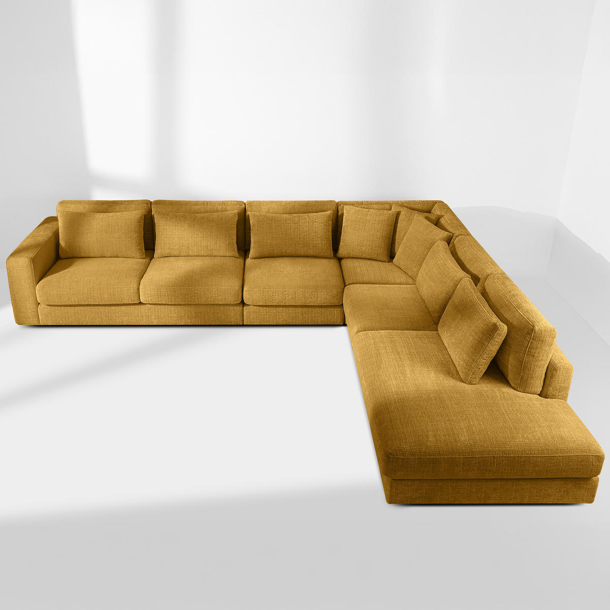 ECKSOFA XL rechts VERUS - Gelb, Holz/Holzwerkstoff (377/328cm) - KONSIMO®