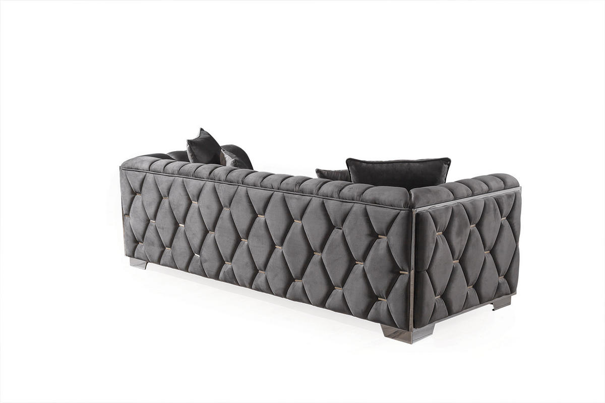 2 Sitzer SOFA Casablanca Samt Grau - Grau, Textil/Metall (210/75/95cm) - Villa Möbel