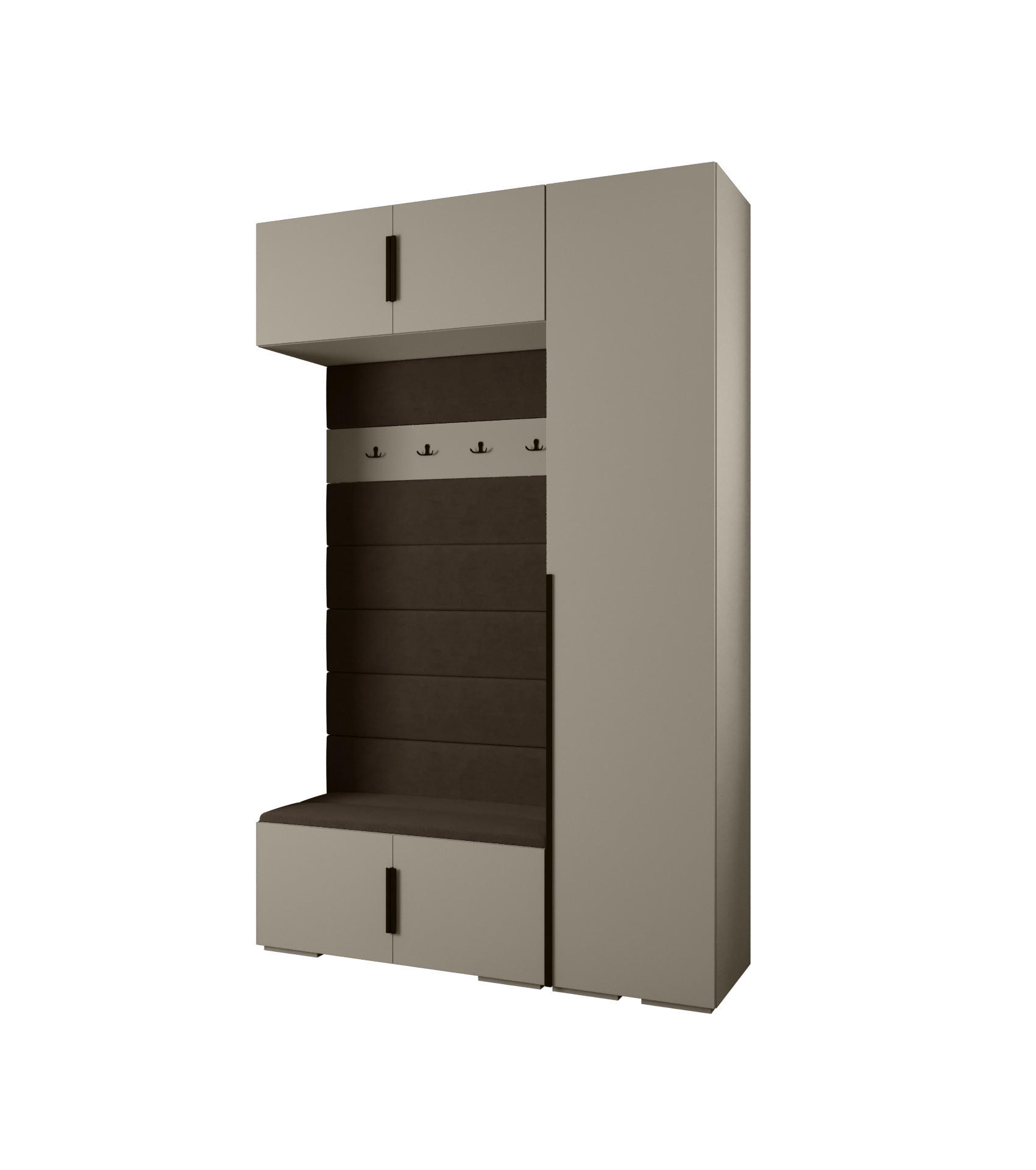 Abiks Möbel Garderoben-Set Kaschmir, Braun, Schwarz 150x236.7x47 cm
