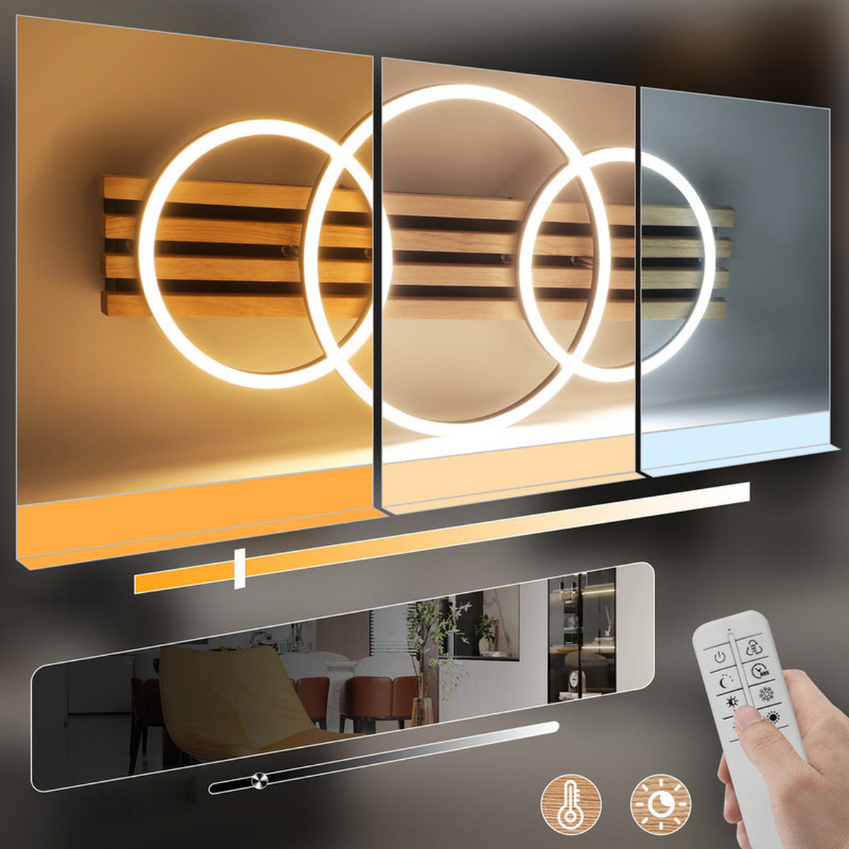 LED-DECKENLEUCHTE Ellis II 8.8/70/35cm - Eschefarben, Holz (8.8/70/35cm) - Nettlife