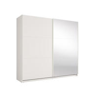 SCHIEBETÜRENSCHRANK LIVORA 12 - 221×207×60 cm mit Beleuchtung 2 Türen, mit Spiegel Weiß - Klar/Weiß, Holz/Holzwerkstoff (221/207/60cm) - Milaros Markt