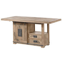ESSTISCH Mango 160x80x76 whitewash lackiert RAILWAY #313 - Beige, Holz (80/160/76cm) - Massivmoebel24