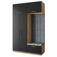 GARDEROBENSCHRANK REMA 150/240/60 cm Modern Garderobe-Set Eiche Wotan - Eiche Wotan/Schwarz, Holzwerkstoff (150/240/60cm) - MASSENO