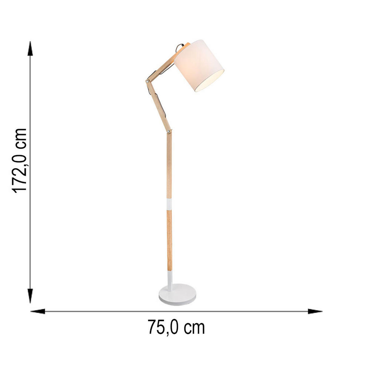 LED STEHLEUCHTE Holzoptik Weiß - Weiß, Holz (75/25/172cm) - Globo Lighting