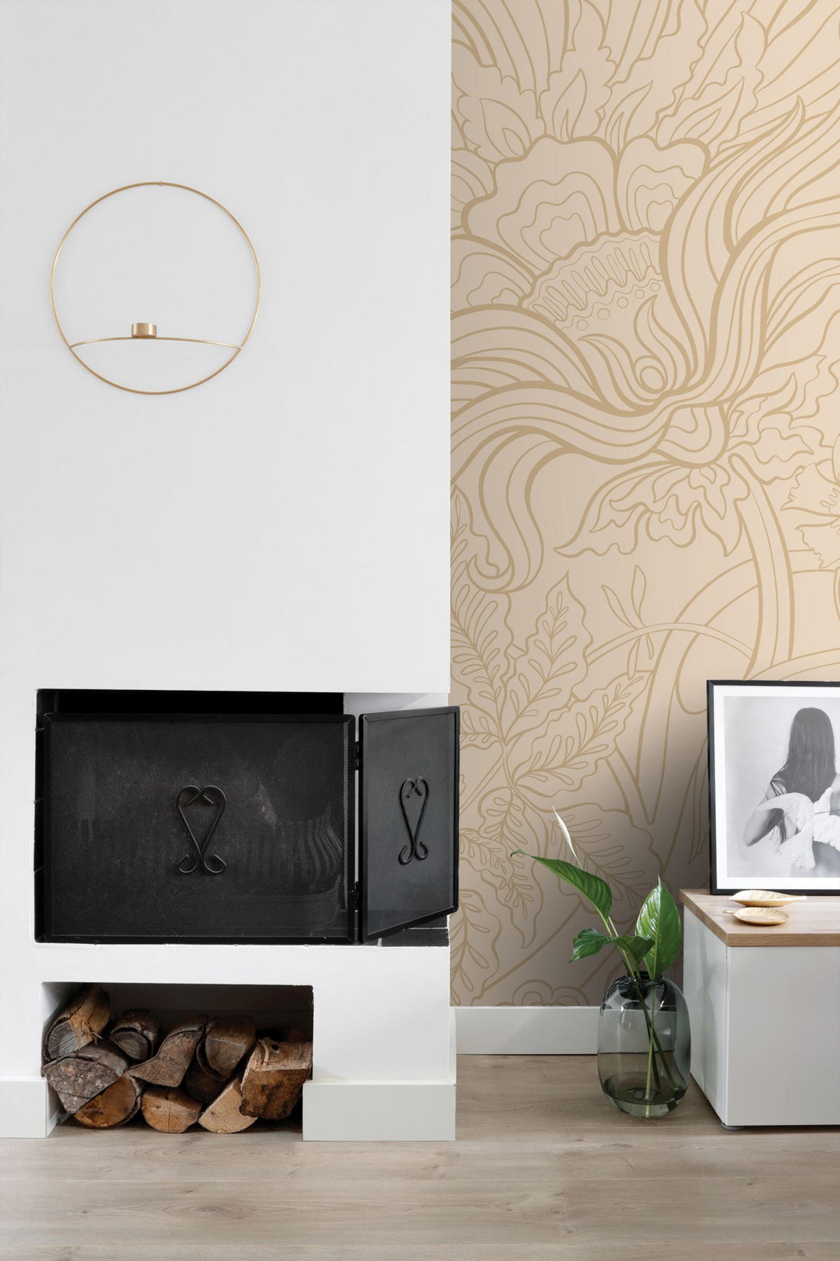 FOTOTAPETE Blumen 200 x 279 cm - Beige, Papier (200/279cm) - ESTAhome