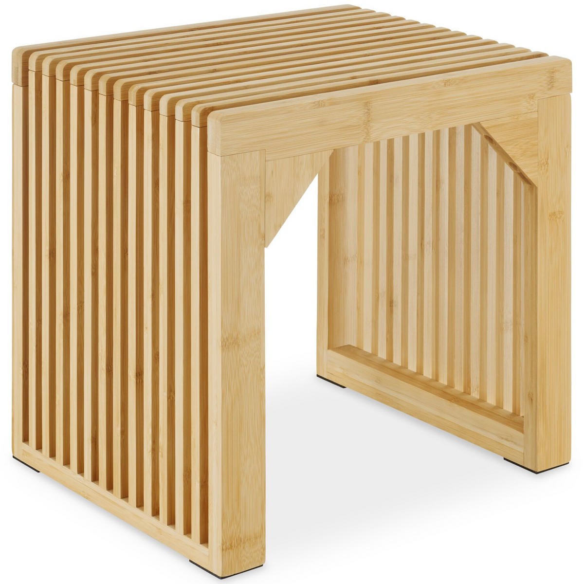 HOCKER Ribb, Belastbarkeit 350 kg, Bambus - Beige, Holz (45/43/35cm) - tectake