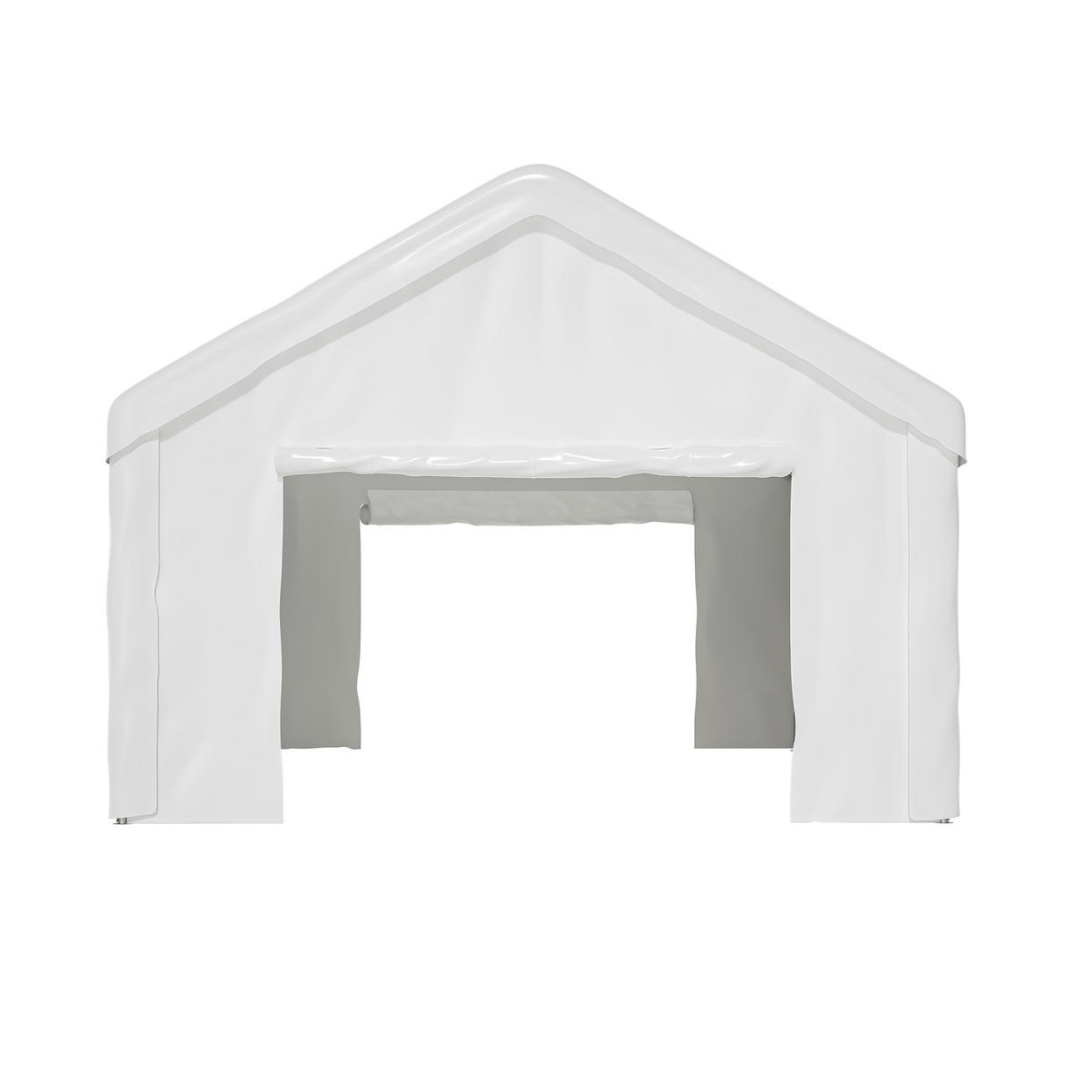 AUTO-ZELTGARAGE 4x6 m mit Rolltoren Schwarz - Weiß, Metall (400/281/601cm) - ComfortXL