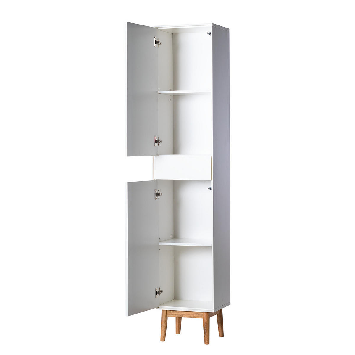 HOCHSCHRANK - Eiche teilmassiv - Weiß, Holzwerkstoff (40/195/32cm) - home24