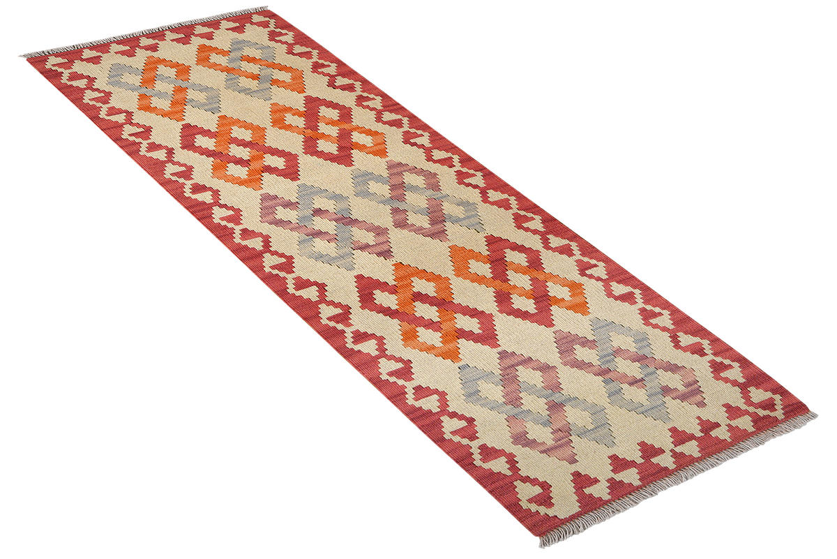 HANDWEBTEPPICH Kelim Gashgai Beige 193/57 cm Schurwolle - Beige, Textil (57/193cm) - Looma