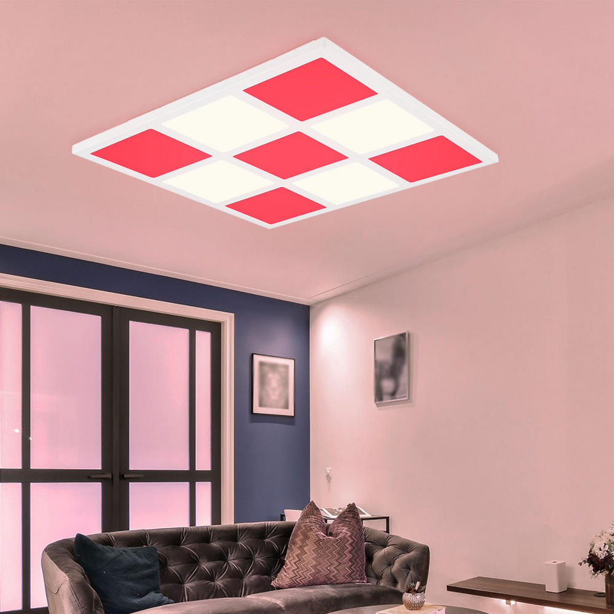 LED DECKENLEUCHTE Weiß Opal - Weiß, Metall (43/43/5cm) - Globo Lighting