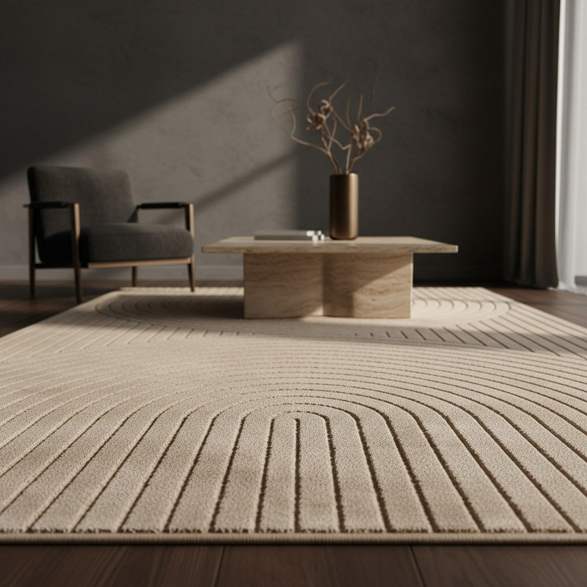 TEPPICH In-/Outdoor Kurzflor Skandi 3D-Design Polypropylen Balkon Beige Rechteckig 240x340 - Beige, Textil (240/340cm) - KADIMA DESIGN