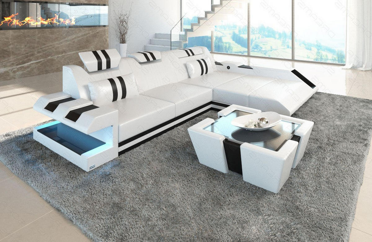 ECKSOFA Apollonia L - Weiß, Leder (190/295cm) - Sofa Dreams
