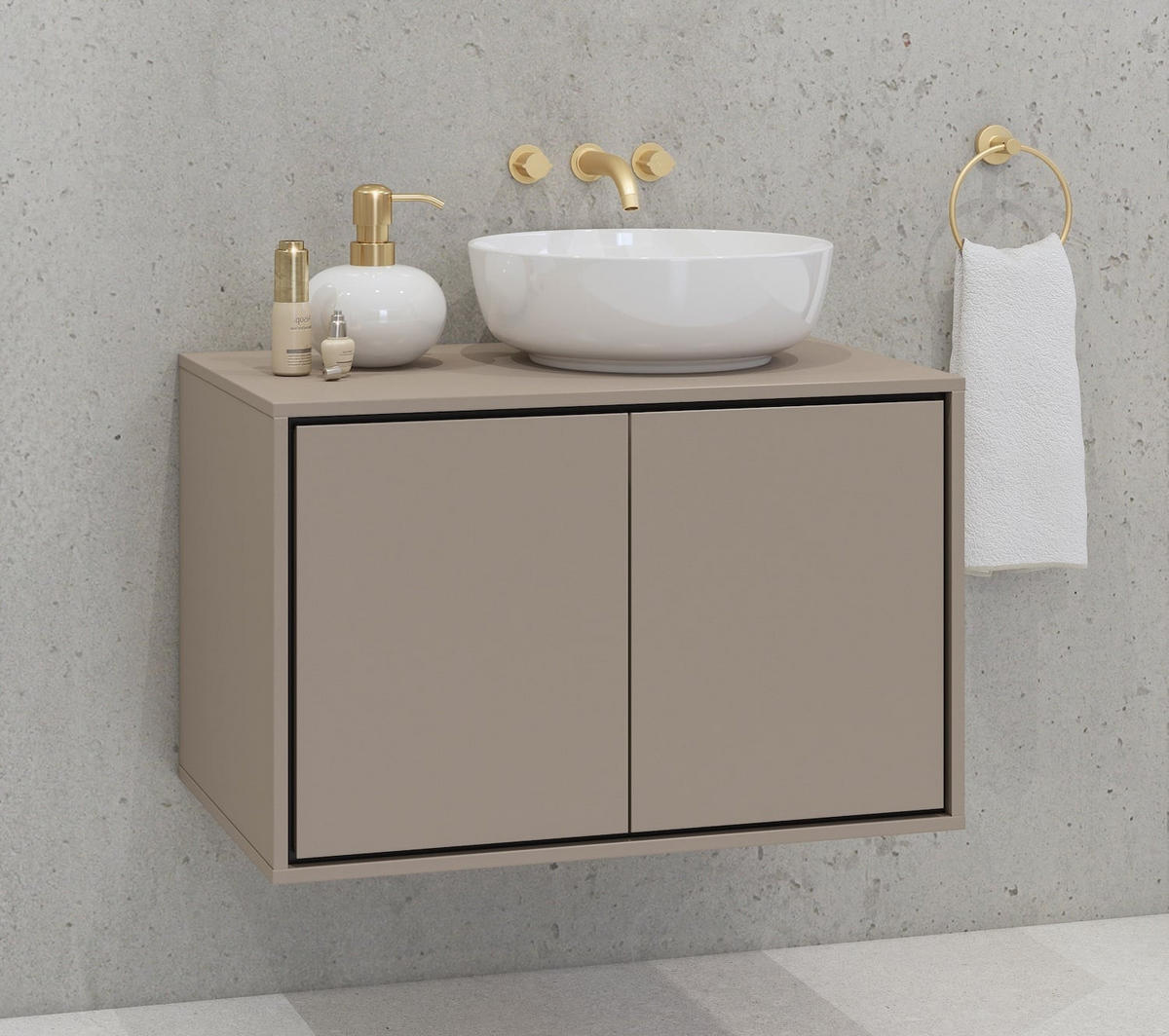 WASCHBECKENUNTERSCHRANK Capri 2 Schubladen Cashmere - 78 x 48 x 51 cm - Kaschmir, Holz (78/51/48cm) - Badplaats