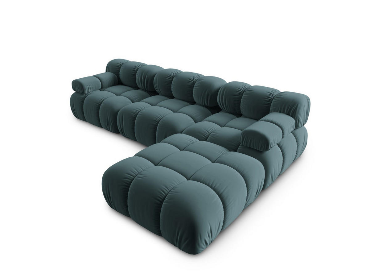 MODULARES-SOFA Bellis aus Samt petrol 4 Sitzplätze - Petrol, Textil (188/63/282cm) - Micadoni