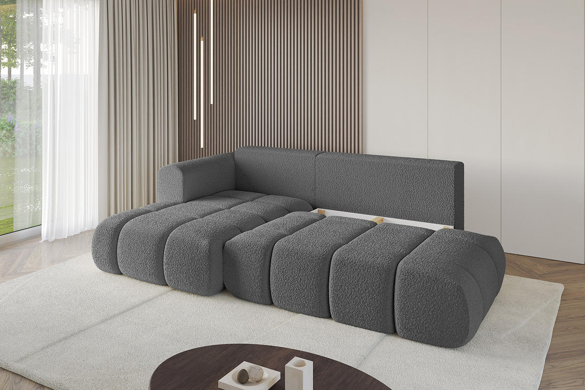 ECKSOFA Ottomane Links CLOUD-L 289x180x40 Grau Bouclé - Grau, Holzwerkstoff/Kunststoff (180/289cm) - ALTDECOR