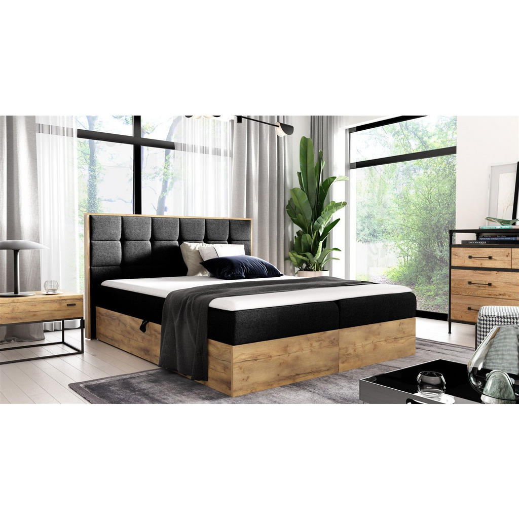 Thumbnail - Fun Möbel Boxbett, Schwarz, Textil, 160x220 cm, Schlafzimmer, Betten, Boxspringbetten