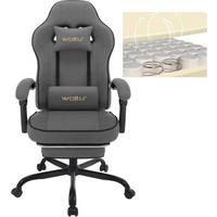 GAMINGSTUHL Drehstuhl, Tech-Stoff, Grau - Schwarz/Grau, Kunststoff/Textil (63.5/117.5/60cm) - Woltu
