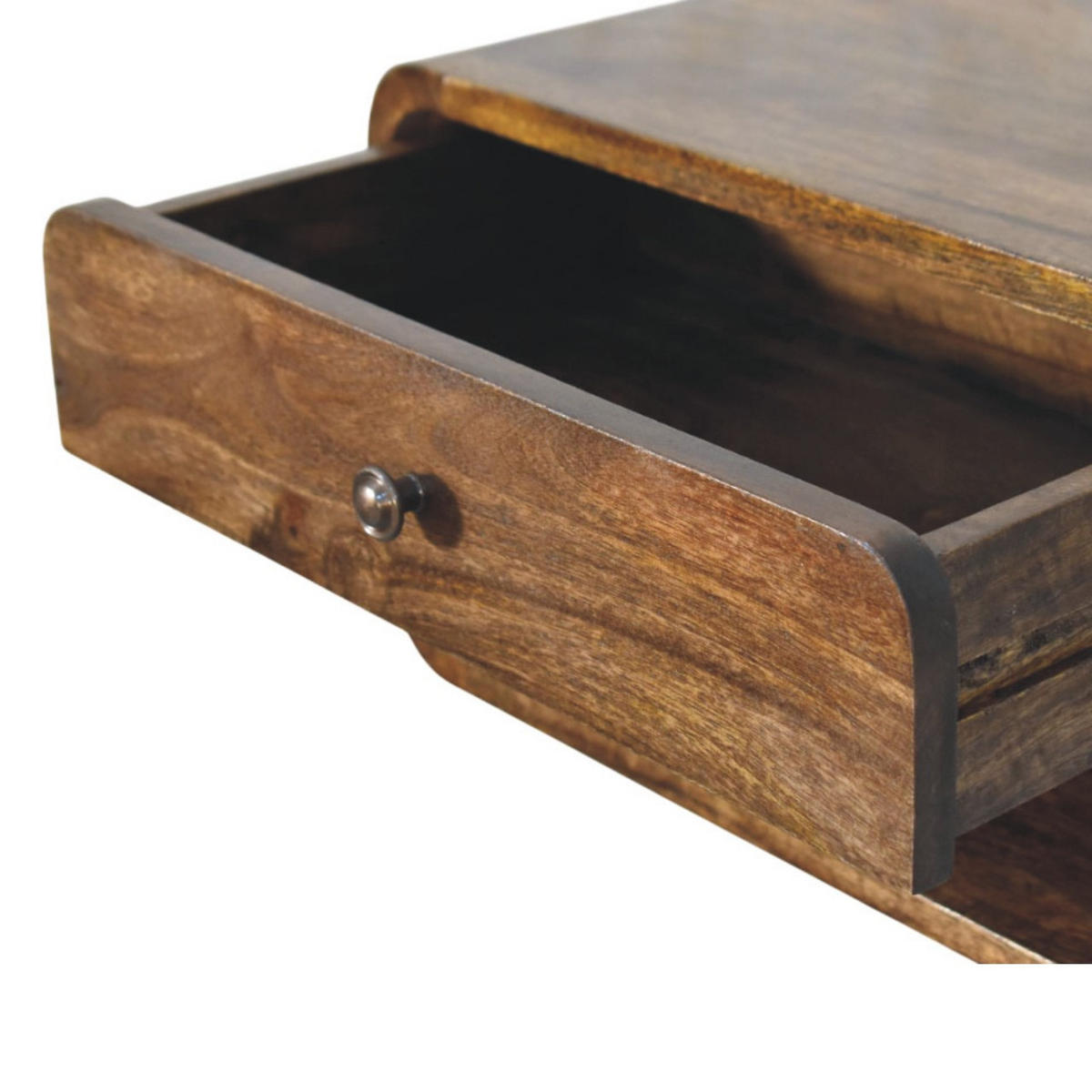 NACHTTISCH Abgerundete Kante, 1 Schublade in Braun - Dunkelbraun/Messingfarben, Holz/Metall (45/25/32cm) - Artisan Furniture